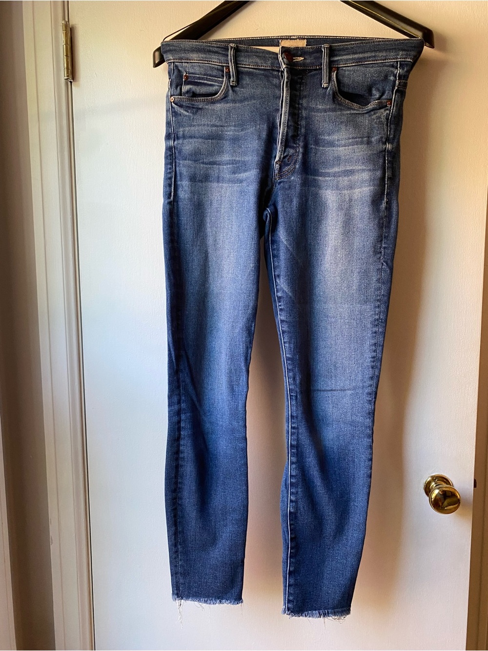 MOTHER The Stunner Ankle Fray Jeans - Light Blue